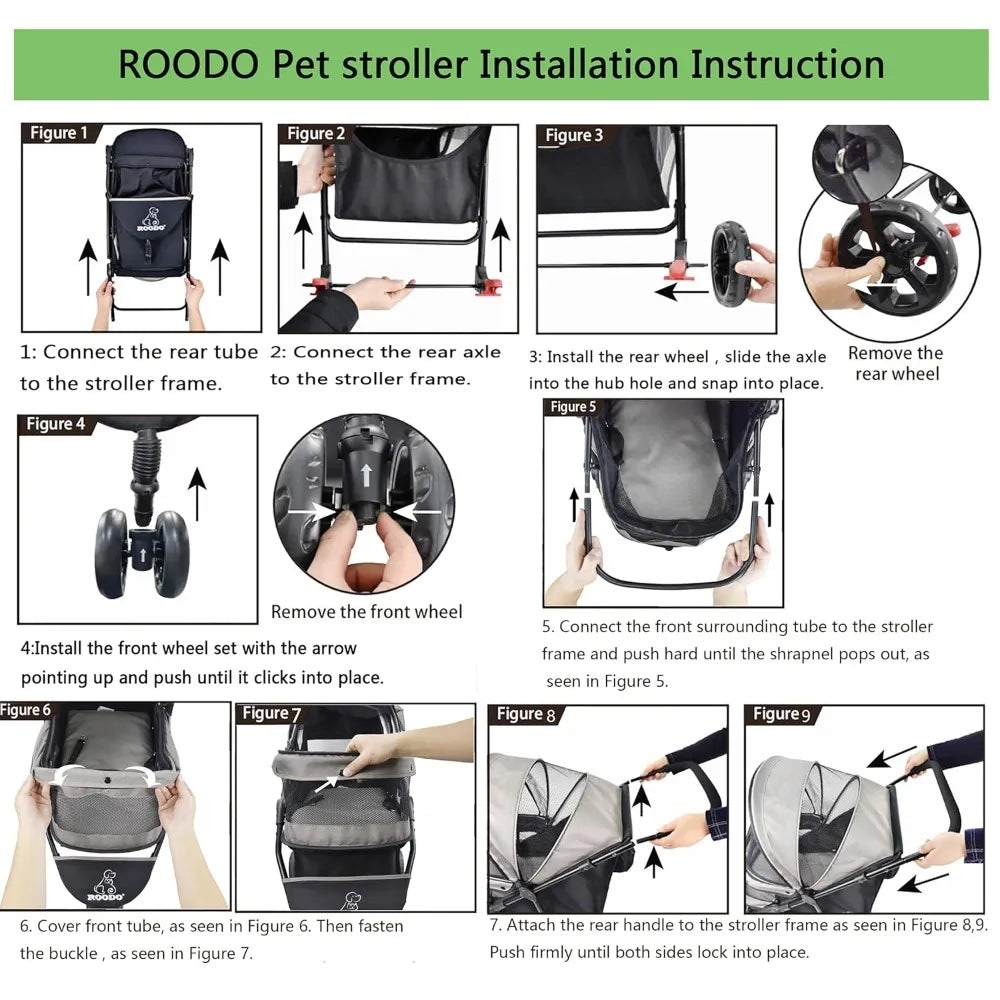 4 Wheel Dog Cat Pet Stroller Best Lightweight Foldable Compact Portable Jogger All Terrain Travel Pet Gear Puppy Doggie