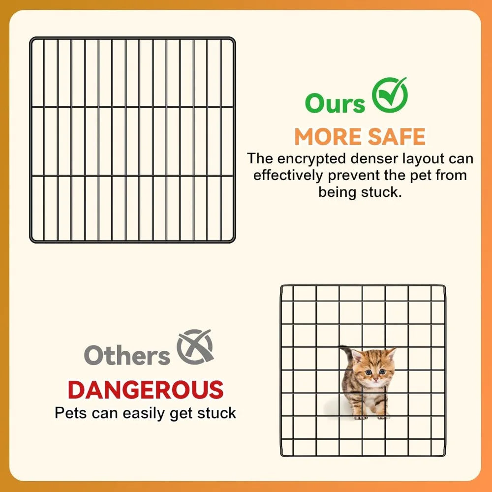 Cat Cage, 3-Tier DIY Catio Cat Enclosures, Cat Playpen Indoor & Outdoor with Hammock, Detachable Metal Wire Kennel Cats Crate, 2