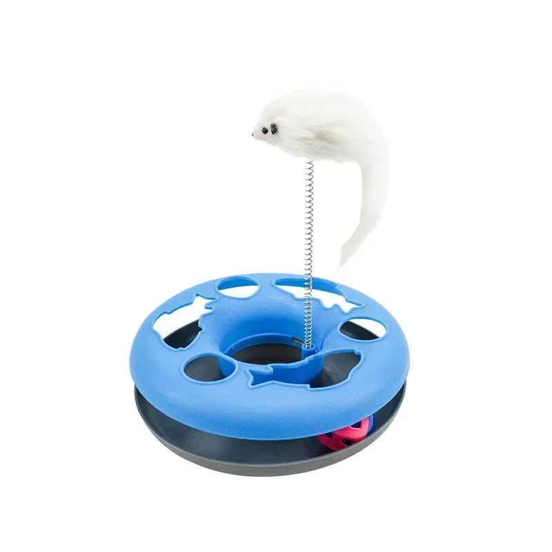 Funny Cat Toys for Indoor Cats Interactive Kitten Toys Roller Tracks with Catnip Spring Pet Toy with Exercise Balls Teaser Mouse