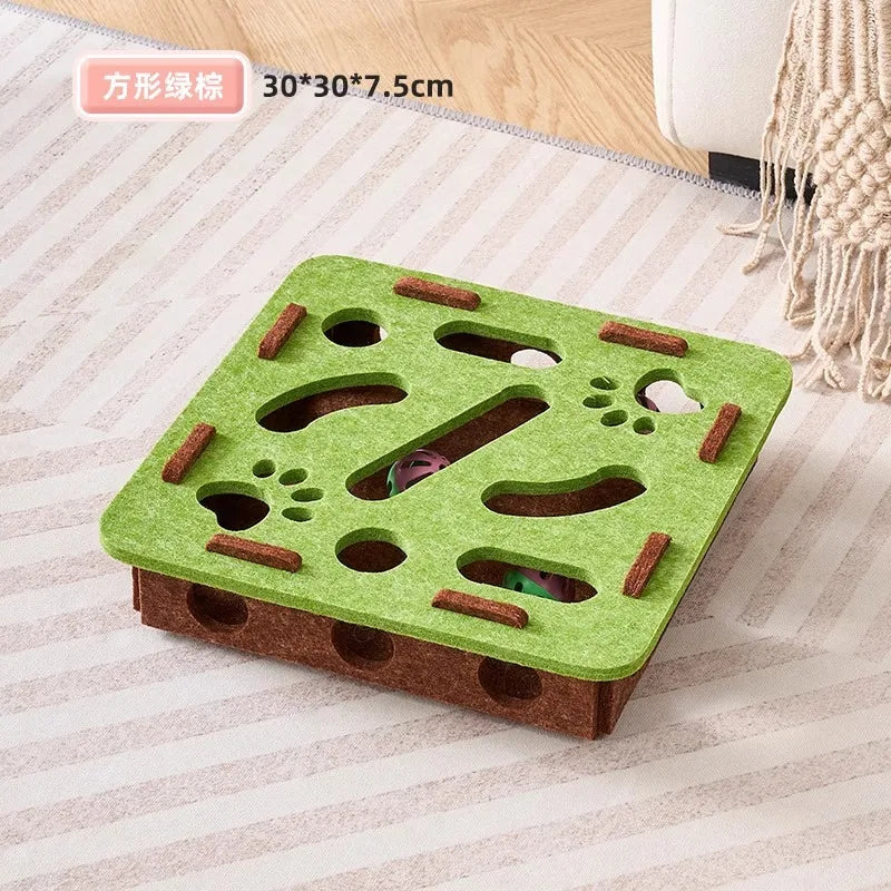 Cat Toys Ball Teasing Cat Box Self Fun Soothing Tool Bell Ball Wear resistant Felt Spinning Wheel Ball Fun Hunting Toy Plate