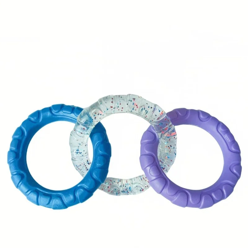 Dog Chew Toy TPR Teeth Cleaning Pet Toys For Small Medium Large Dogs Interactive Bite Resistant 3 Ring Tug Dog Toy Pet Supplies