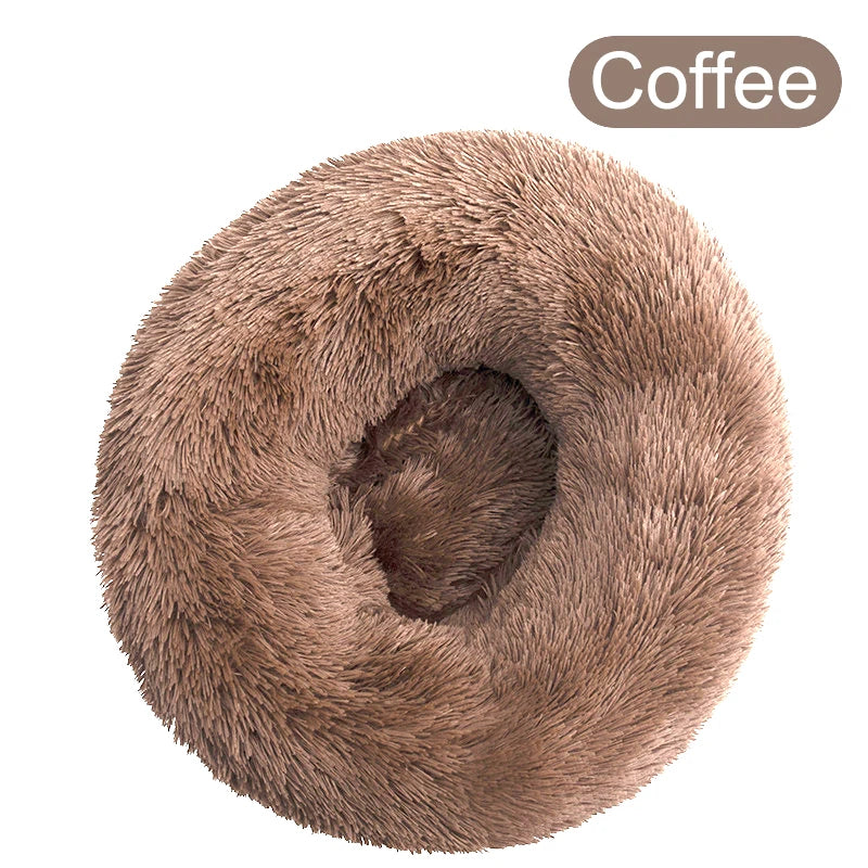 Round Dog Bed House Long Plush Basket Fluffy Sofa Pet Bed for Samll Large Dogs Cat Winter Warm Puppy Cushion Kennel Pet Supplies