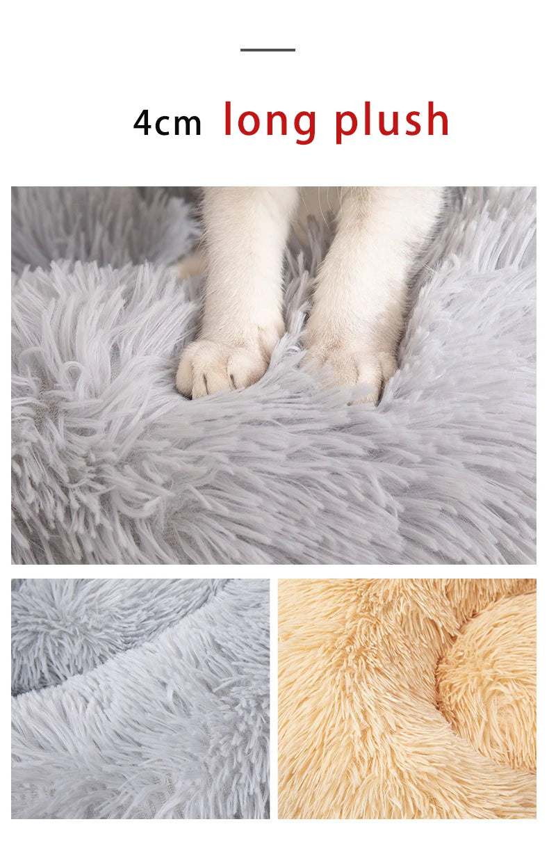 Round Dog Bed House Long Plush Basket Fluffy Sofa Pet Bed for Samll Large Dogs Cat Winter Warm Puppy Cushion Kennel Pet Supplies