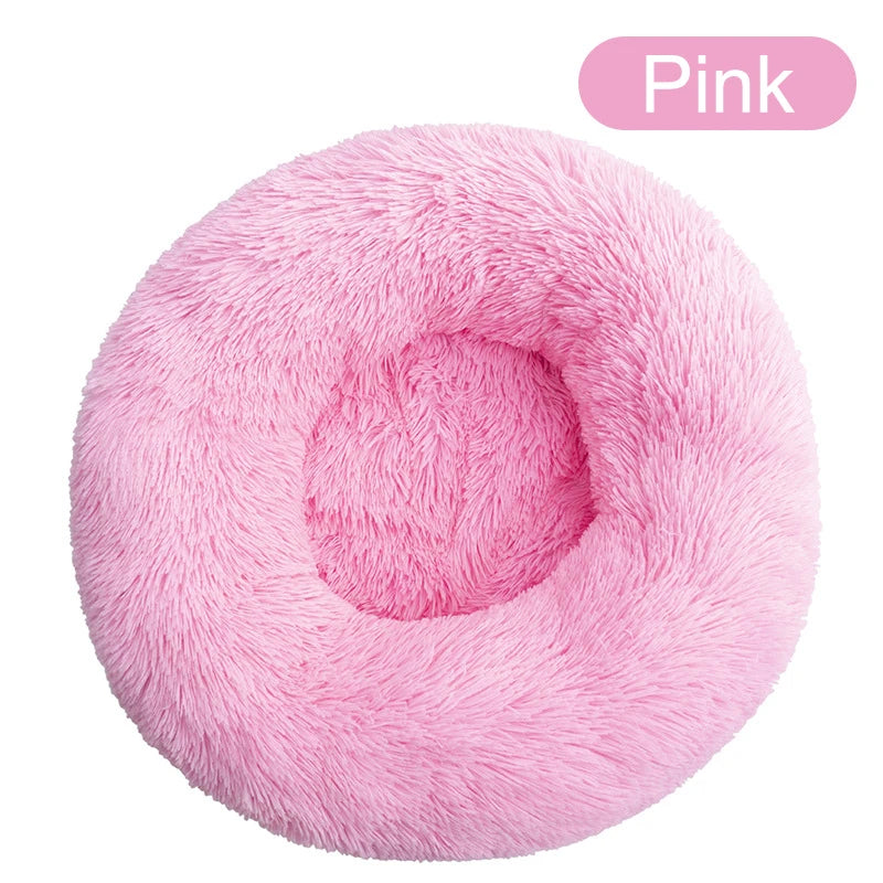 Round Dog Bed House Long Plush Basket Fluffy Sofa Pet Bed for Samll Large Dogs Cat Winter Warm Puppy Cushion Kennel Pet Supplies