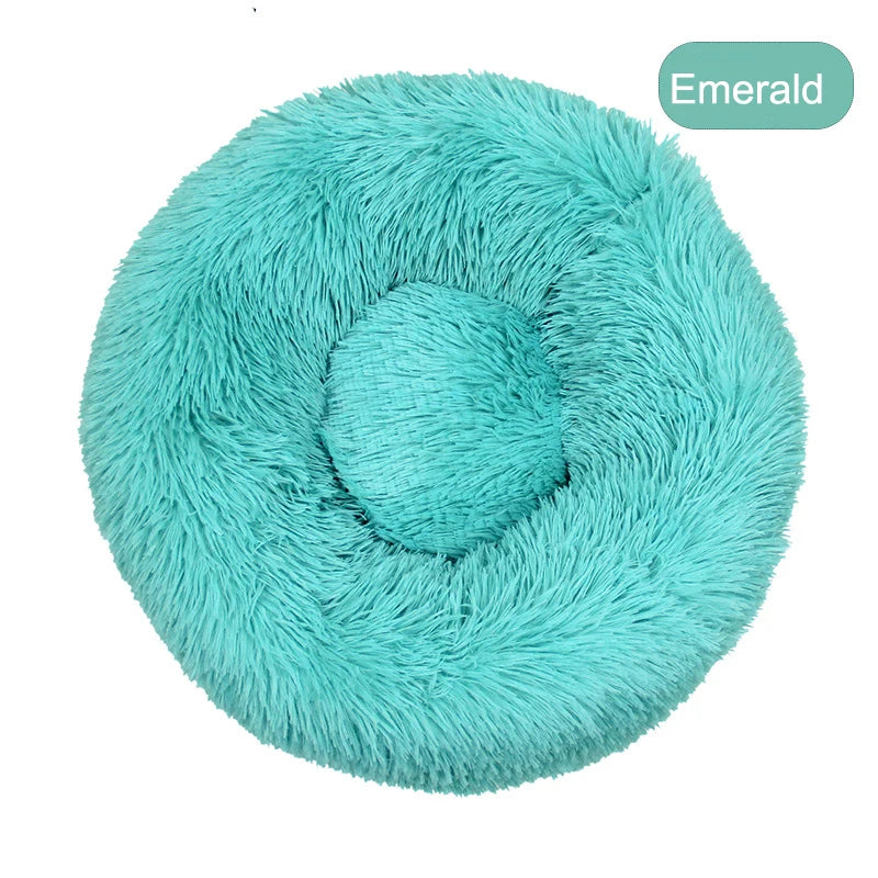 Round Dog Bed House Long Plush Basket Fluffy Sofa Pet Bed for Samll Large Dogs Cat Winter Warm Puppy Cushion Kennel Pet Supplies