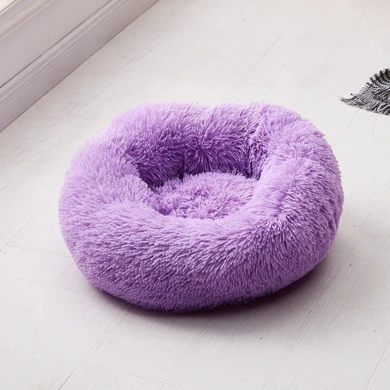 Round Dog Bed House Long Plush Basket Fluffy Sofa Pet Bed for Samll Large Dogs Cat Winter Warm Puppy Cushion Kennel Pet Supplies