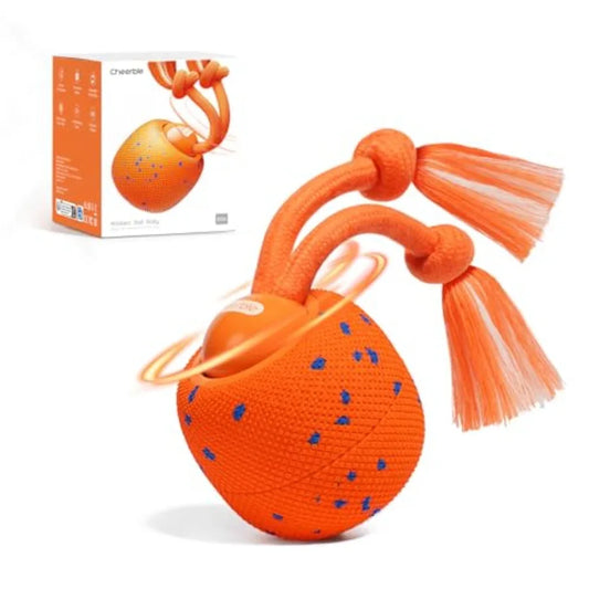 Smart Interactive Dog Toy Wicked Ball Rolly Automatic Moving Bouncing Rotating E-TPU Material with Rope Barks Sound Active Roll