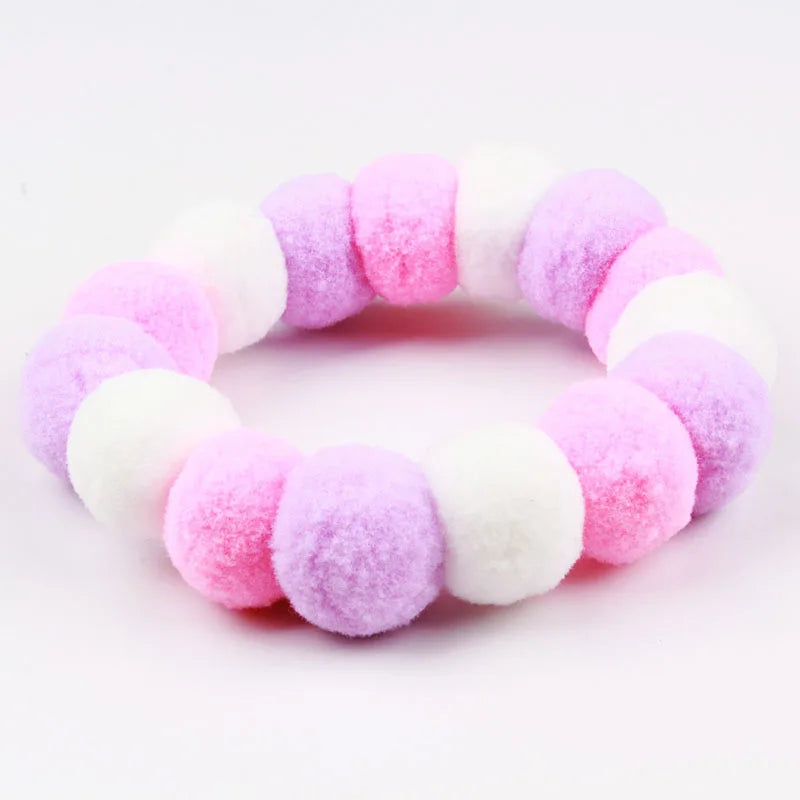 50pcs Elastic Plush Pom Ball Pet Collar Rainbow Flower Hair Decoration Dog Bowtie Necklace Pet Cat Bow Dog Grooming Accessories
