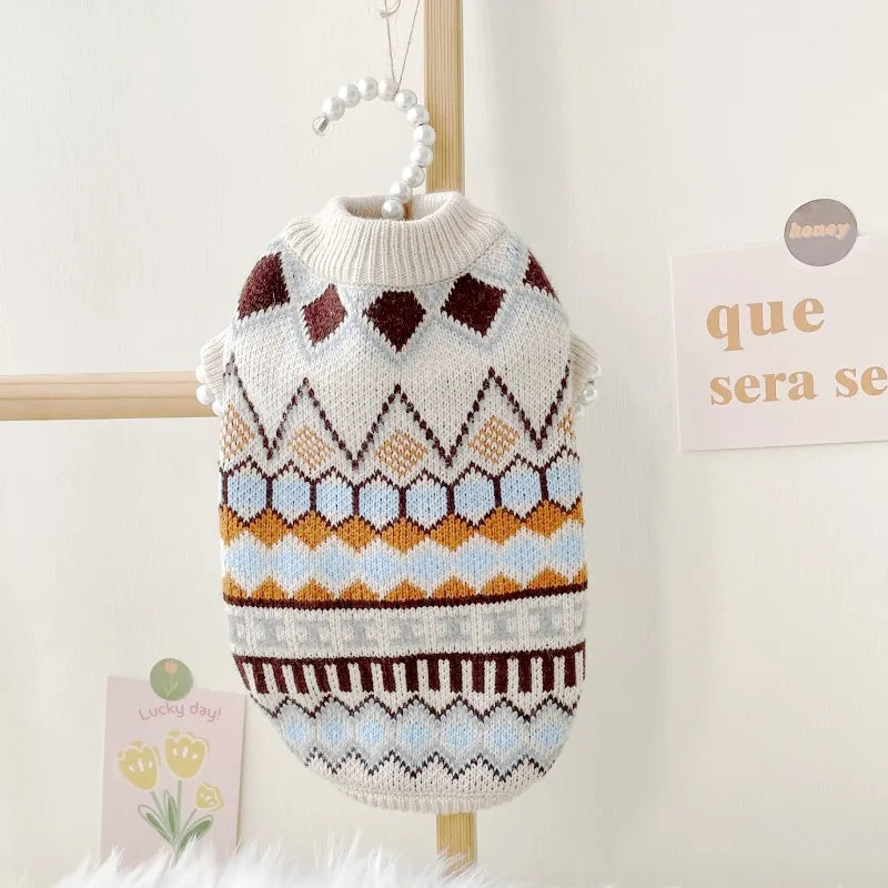 New Luxury Dog Clothes Puppy Knitted Sweater Chihuahua French Bulldog Warm Coat for Small Dog Outfit Jacket Pet Clothing Winter