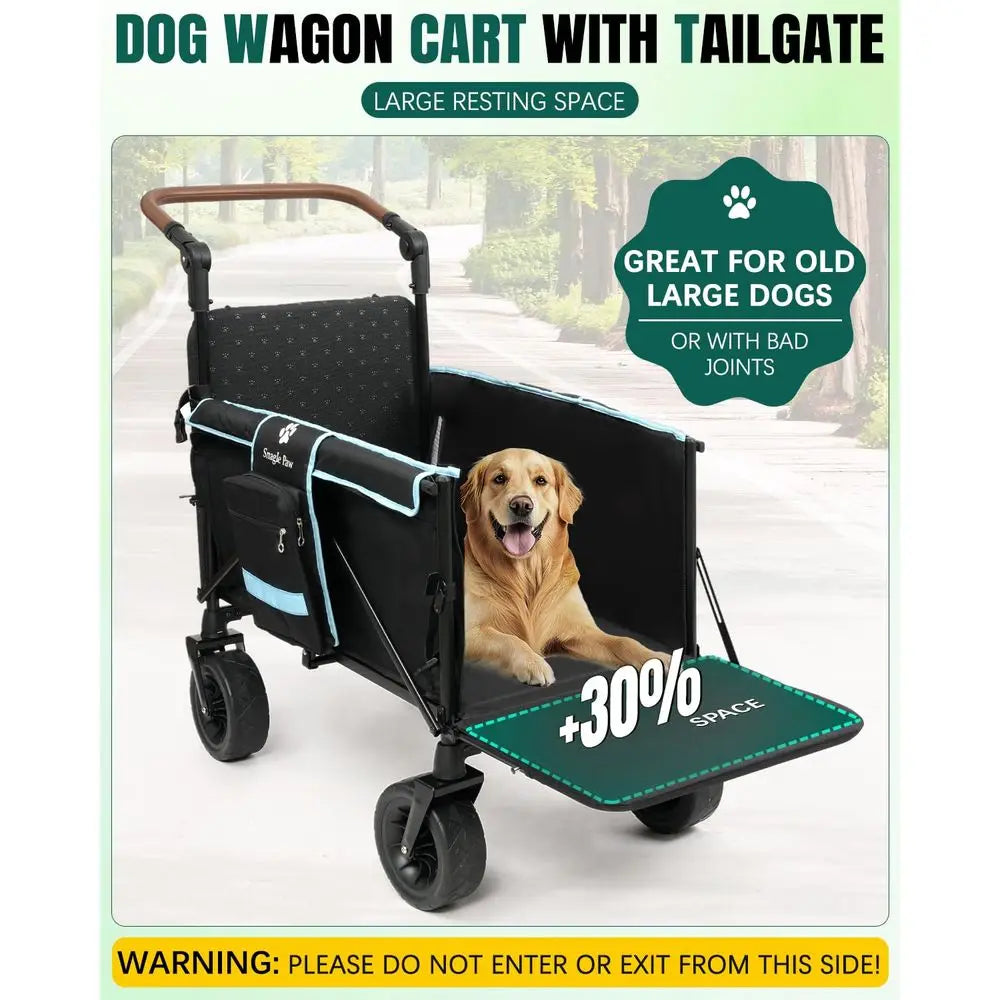 Dog Stroller, Wagon Cart for Medium Large Dogs up to 200lbs | All Terrain Foldable Pet Stroller with Ramp & Tailgate (Extra Spac