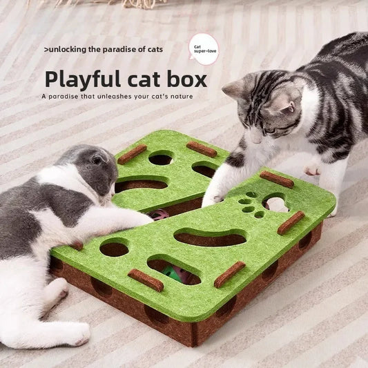 Cat Toys Ball Teasing Cat Box Self Fun Soothing Tool Bell Ball Wear resistant Felt Spinning Wheel Ball Fun Hunting Toy Plate