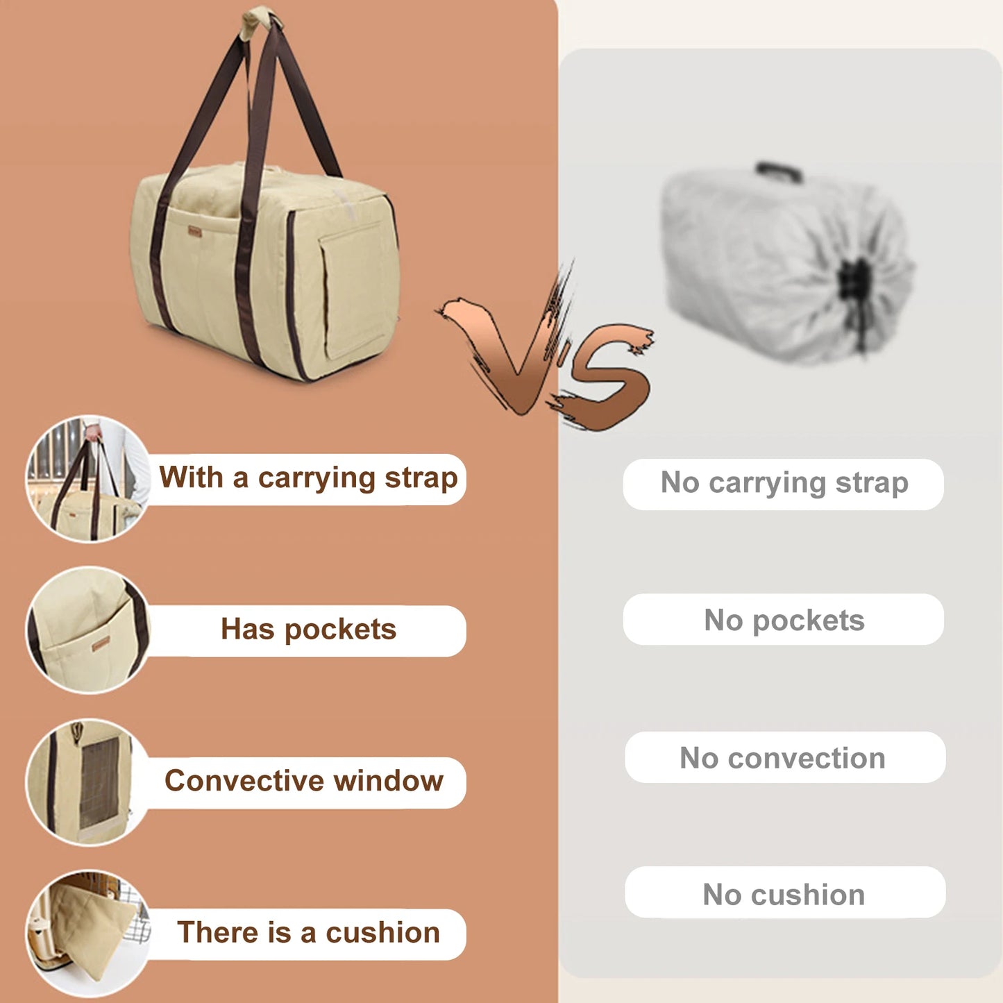 Polyester Travel Bag Breathable Mesh & Comfortable Strap Versatile Small Pet Bag for Small Dogs Cats and Puppies