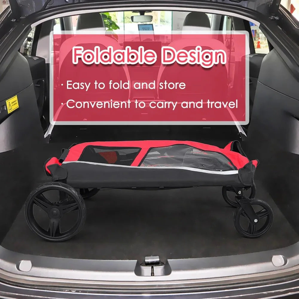 Stroller for Large Dogs, Extra Large Pet Stroller for Medium 2 Dogs, Dog Wagon, Dog Carriage, Foldable Design, Adjustable Handle