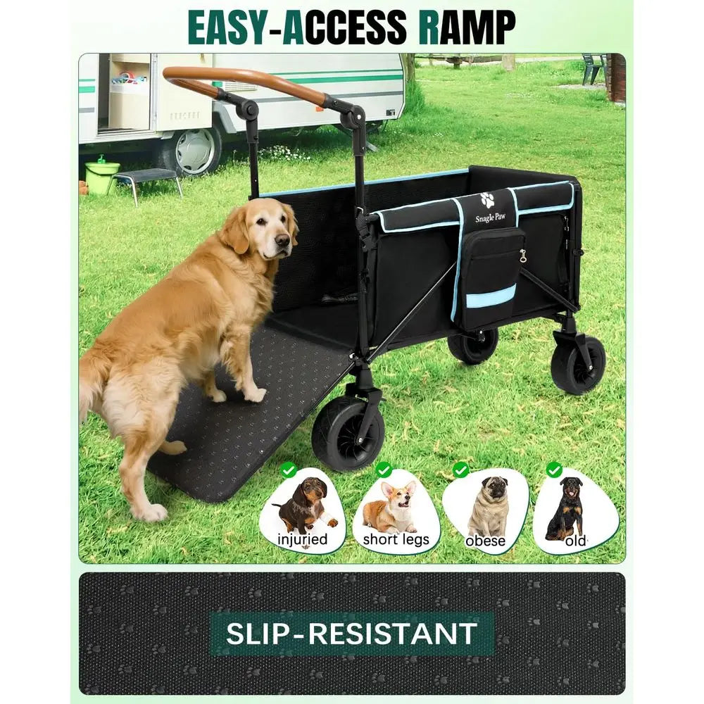 Dog Stroller, Wagon Cart for Medium Large Dogs up to 200lbs | All Terrain Foldable Pet Stroller with Ramp & Tailgate (Extra Spac