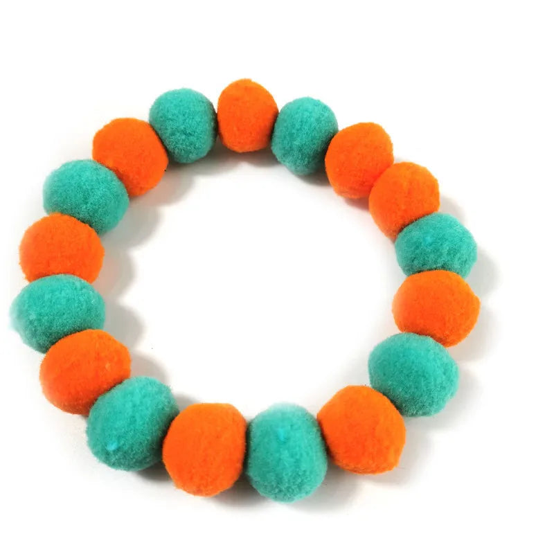 50pcs Elastic Plush Pom Ball Pet Collar Rainbow Flower Hair Decoration Dog Bowtie Necklace Pet Cat Bow Dog Grooming Accessories