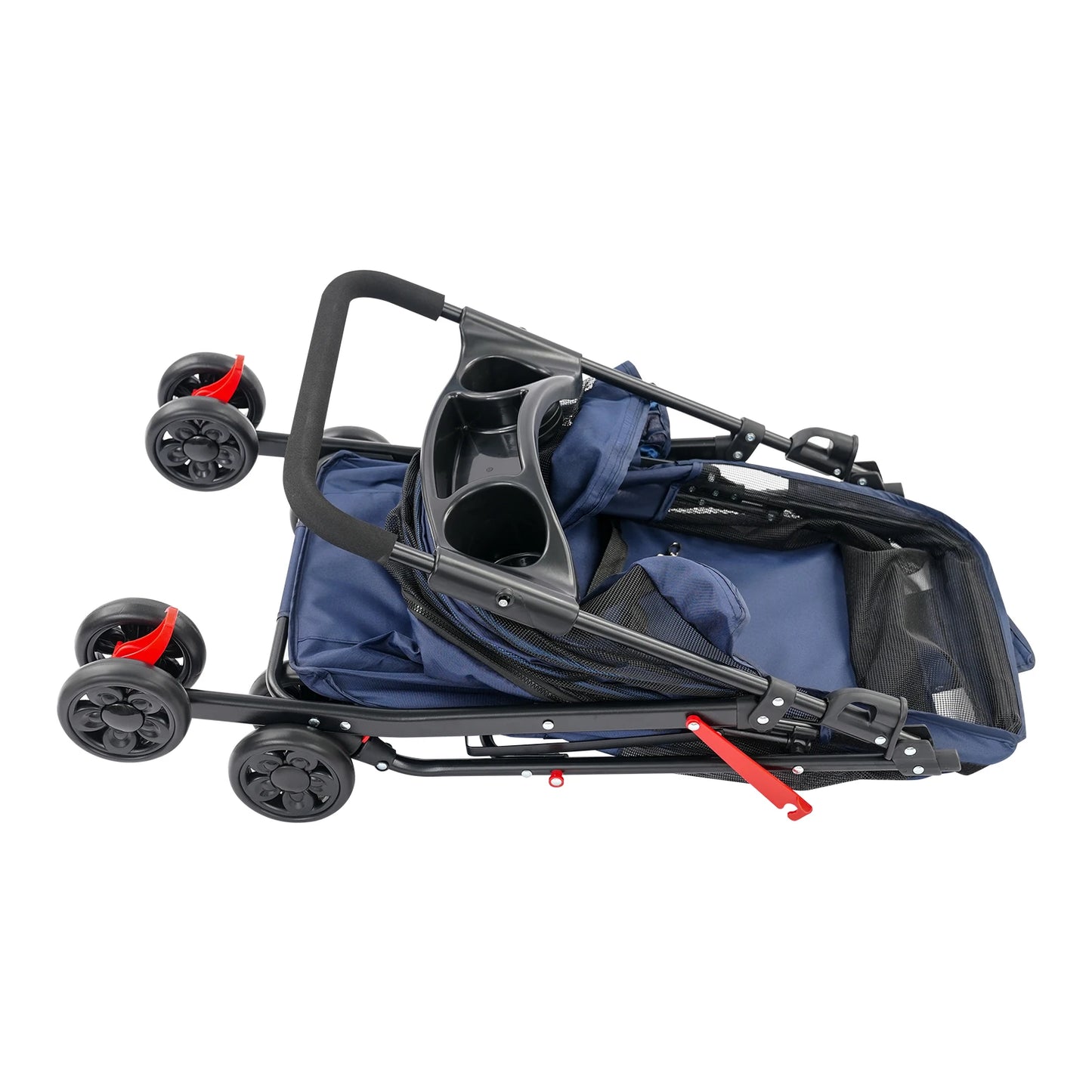 Foldable Pet Travel Cart for Small to Medium Dogs and Cats, Pet Cart with Water Cup Holder Compact & Portable, Smooth Mobility