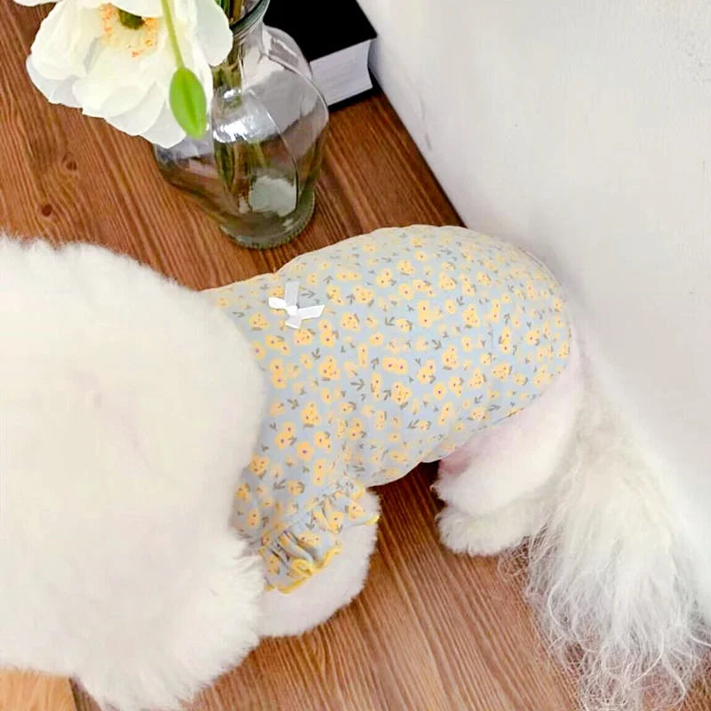 Luxury Dog Clothes Floral Print Dog Vest T-shirt for Chihuahua Bulldog Clothing Spring Lovely Puppy Cat Vest Summer Pet Costume