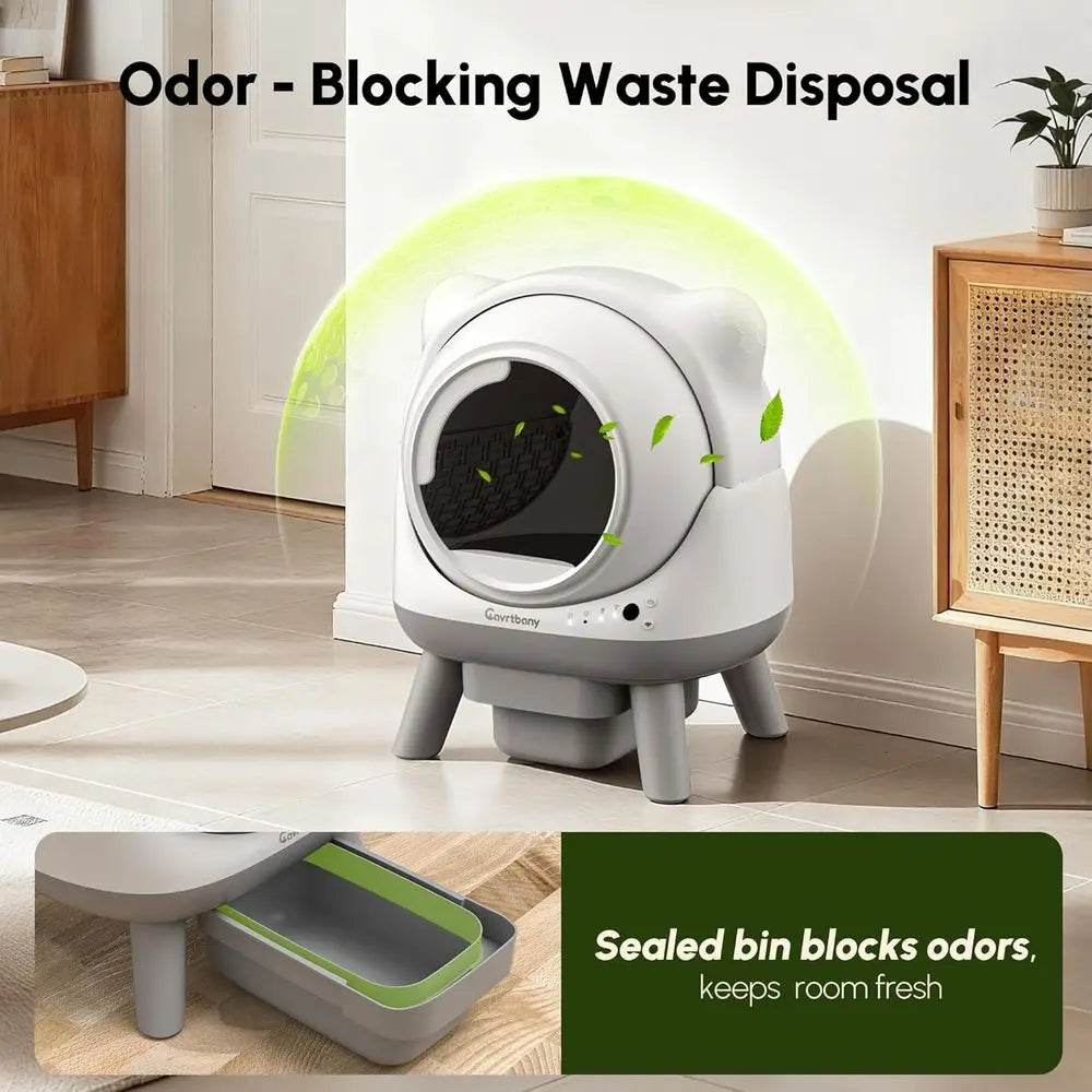 Litter Box, Self Cleaning, Cat Robot for Multiple Cats, Smart APP Control, Health Monitoring, Safety Sensors, Trash Bags, White