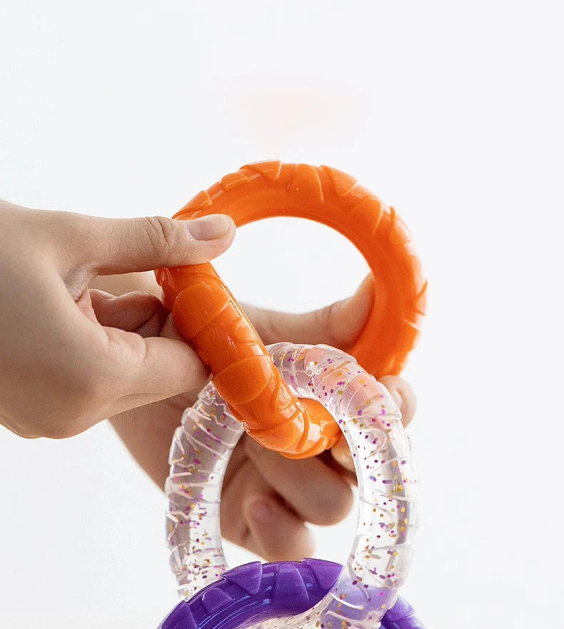 Dog Chew Toy TPR Teeth Cleaning Pet Toys For Small Medium Large Dogs Interactive Bite Resistant 3 Ring Tug Dog Toy Pet Supplies