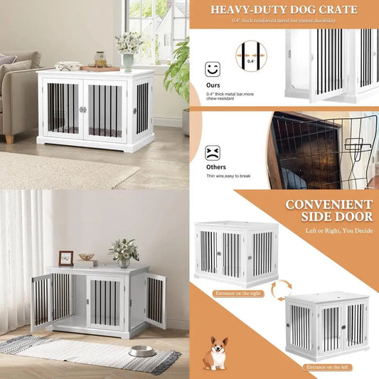 Furniture Style Dog Crate with Cushion, Dog Kennel Medium, Pet Crates, Dog Cage for Small and Medium Dogs