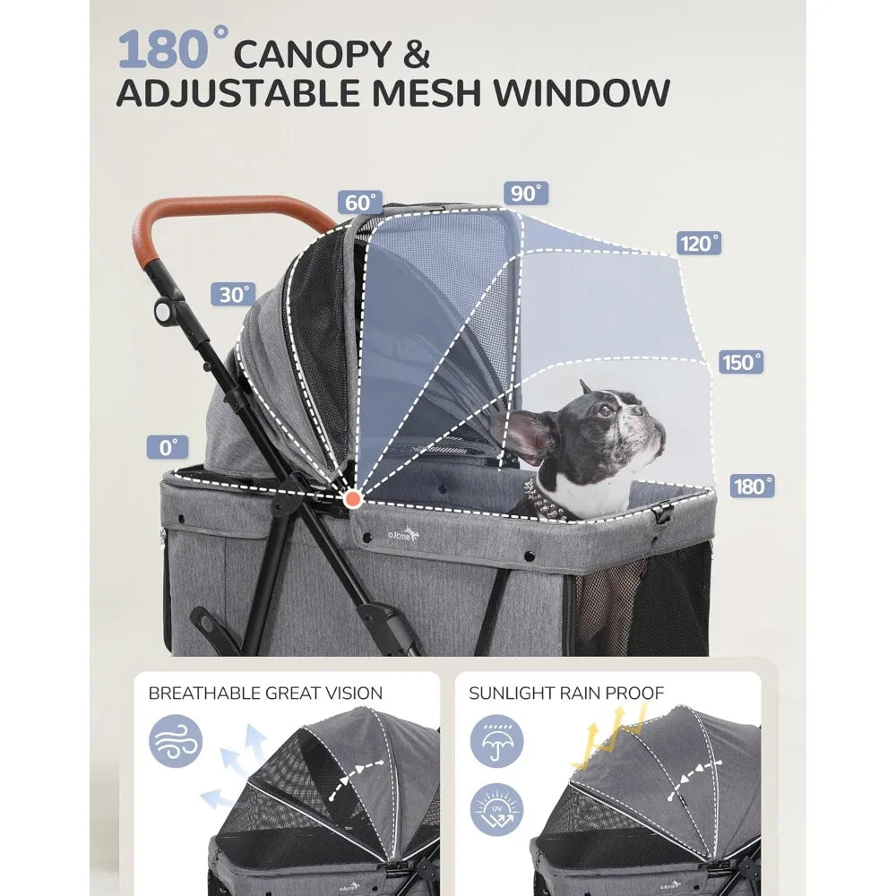 Dog Stroller for Large & Medium Dogs (20–132 lbs), Pet Stroller for 2 Small Dogs, Extra Large Heavy Duty, Foldable & Ventilated