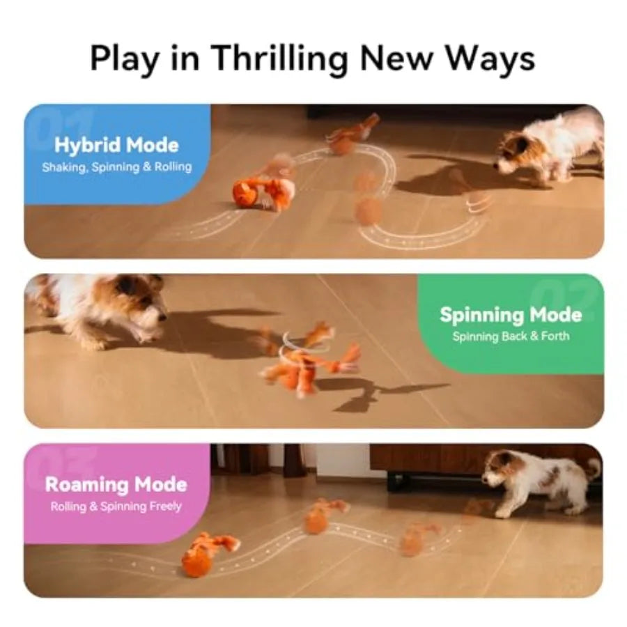 Smart Interactive Dog Toy Wicked Ball Rolly Automatic Moving Bouncing Rotating E-TPU Material with Rope Barks Sound Active Roll