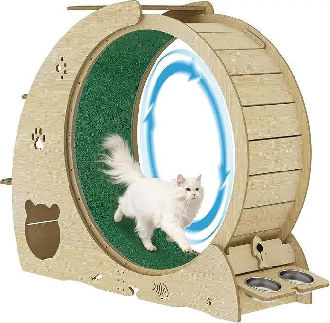 Large 48 Silent Cat Exercise Wheel, Stable Base, Removable Pad for Bengals & Maine Coons Up to 50Kg