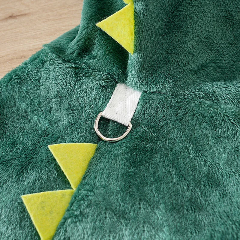 Fashion Cute Dog Pet Clothes Winter and Autumn Dinosaur Hoodie Plush Soft Flannel Fluffy Casual Comfortable Cozy Casual Apparel