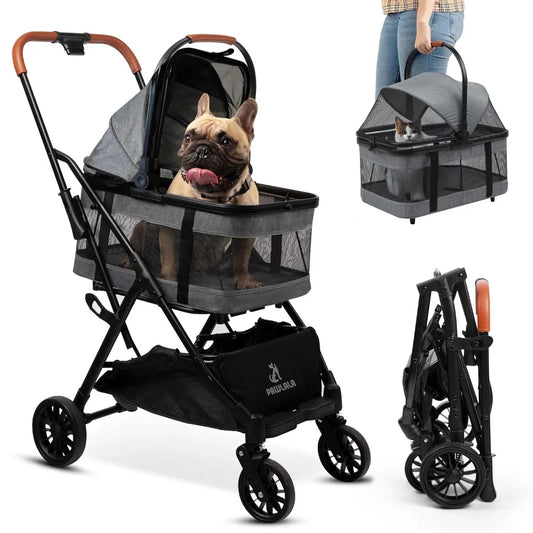 Stroller with Detachable Carrier - Ideal for Small to Medium Dogs & Cats - Compact & Convenient Design - Easy Assembly Pet S