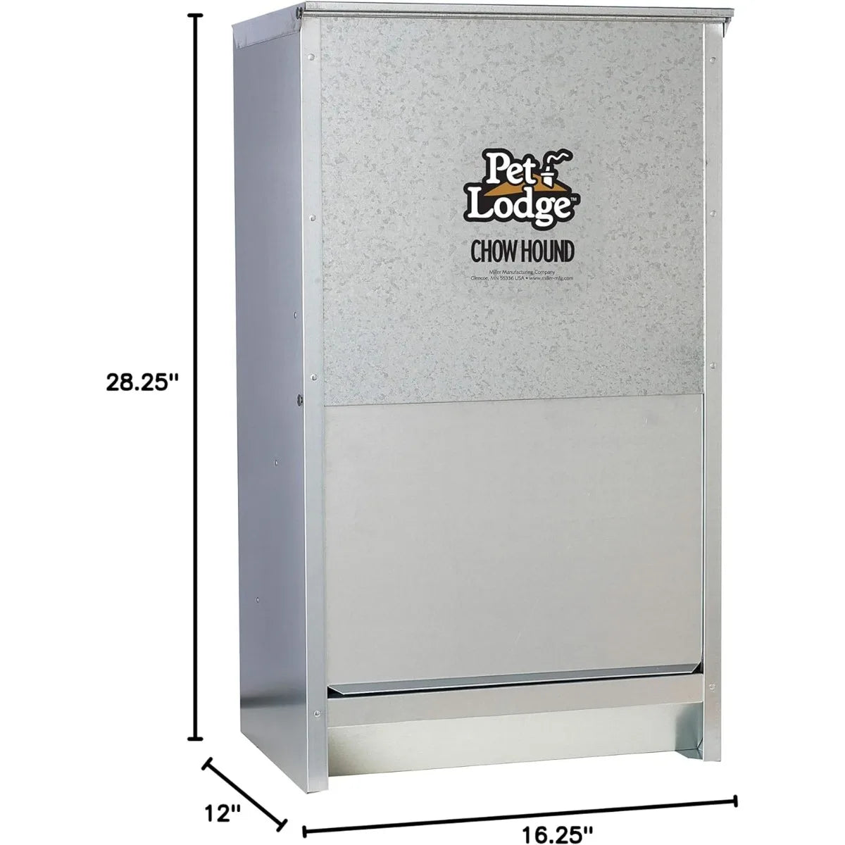 Pet Lodge Automatic Dog Feeder, Outdoor Chow Hound for Large Dogs, 50 lb Tough Galvanized Steel, Made in USA
