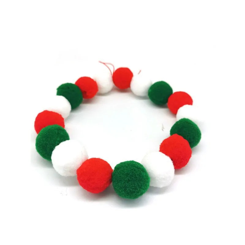 50pcs Elastic Plush Pom Ball Pet Collar Rainbow Flower Hair Decoration Dog Bowtie Necklace Pet Cat Bow Dog Grooming Accessories