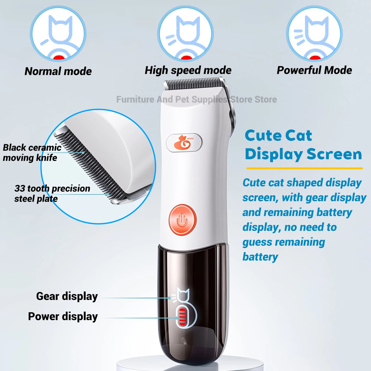 Pet hair clipper set dog electric hair clipper dog and cat hair trimmer waterproof and replaceable blade head pet 3-speed shaver