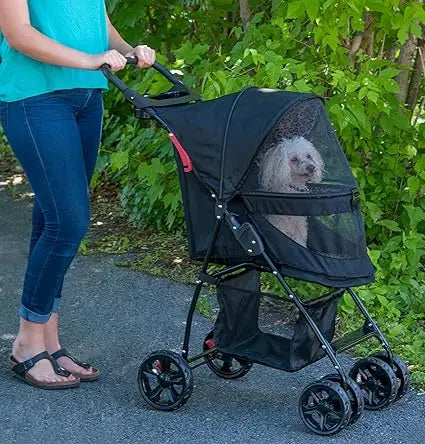No-Zip Happy Trails Lite Pet Stroller for Cats/Dogs, Zipperless Entry, Easy Fold with Removable Liner, Safety Tether, S