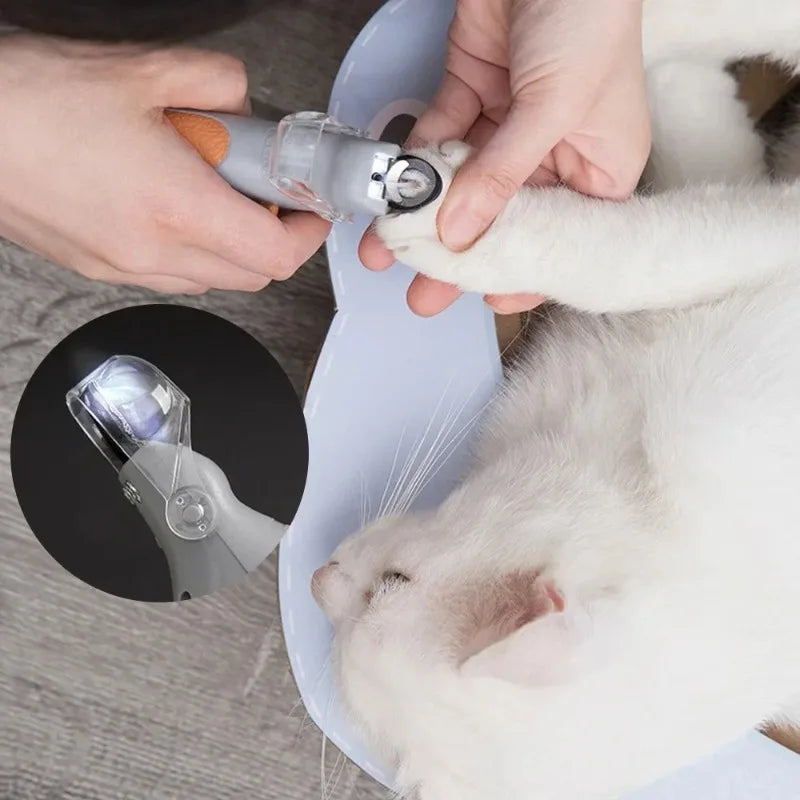 LED Light Equipped Pet Nail Trimmer Portable Claw Care Accessory Suitable For Dog Cat Household Daily Paw Grooming
