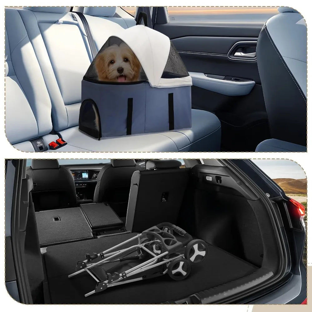 Collection 4-Wheel Pet Stroller for Medium Dogs & Cats - Detachable Carrier, Cup Holder, Bottom Storage - Navy Black