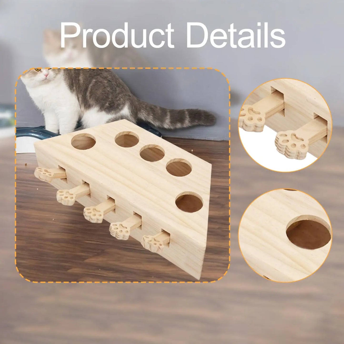 Whack A Cat Toy Interactive Cat Toy Exercise, Fun, Keeps Pet Entertained Enrichment for All Ages Cats Kittens Wooden