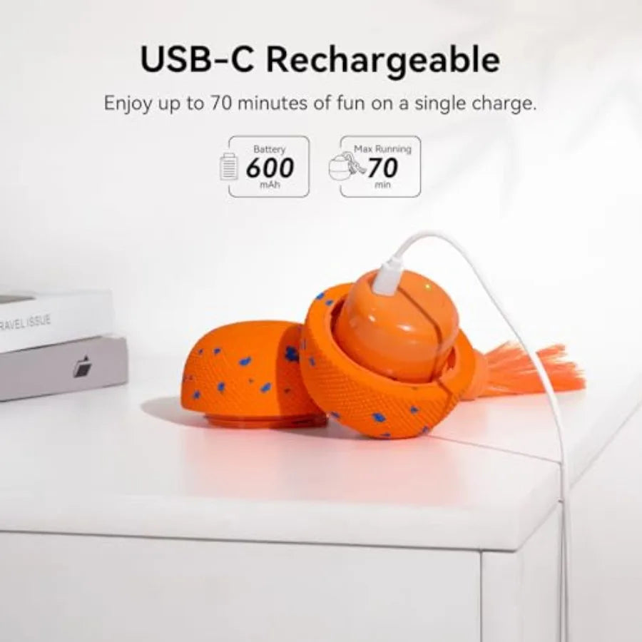 Smart Interactive Dog Toy Wicked Ball Rolly Automatic Moving Bouncing Rotating E-TPU Material with Rope Barks Sound Active Roll