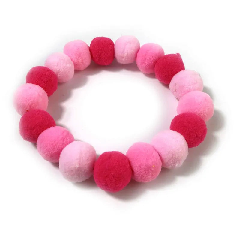 50pcs Elastic Plush Pom Ball Pet Collar Rainbow Flower Hair Decoration Dog Bowtie Necklace Pet Cat Bow Dog Grooming Accessories