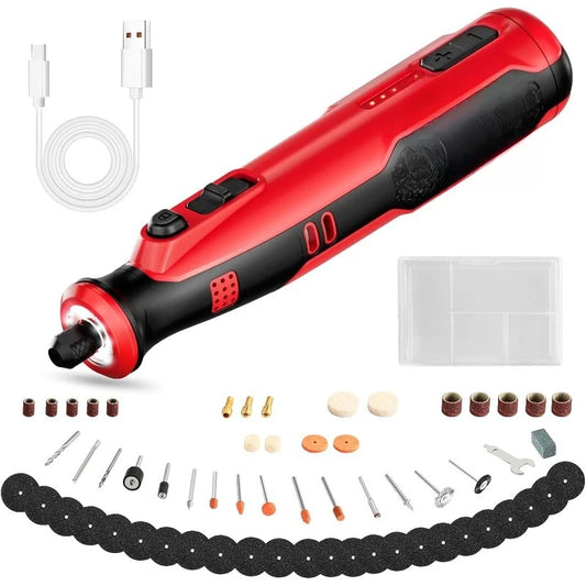 POWER Cordless Rotary Tool 8V Rechargeable Grinding Tool for Dog Nail, 5 Speeds, 60 Pcs Accessories for Carving, Engraving,
