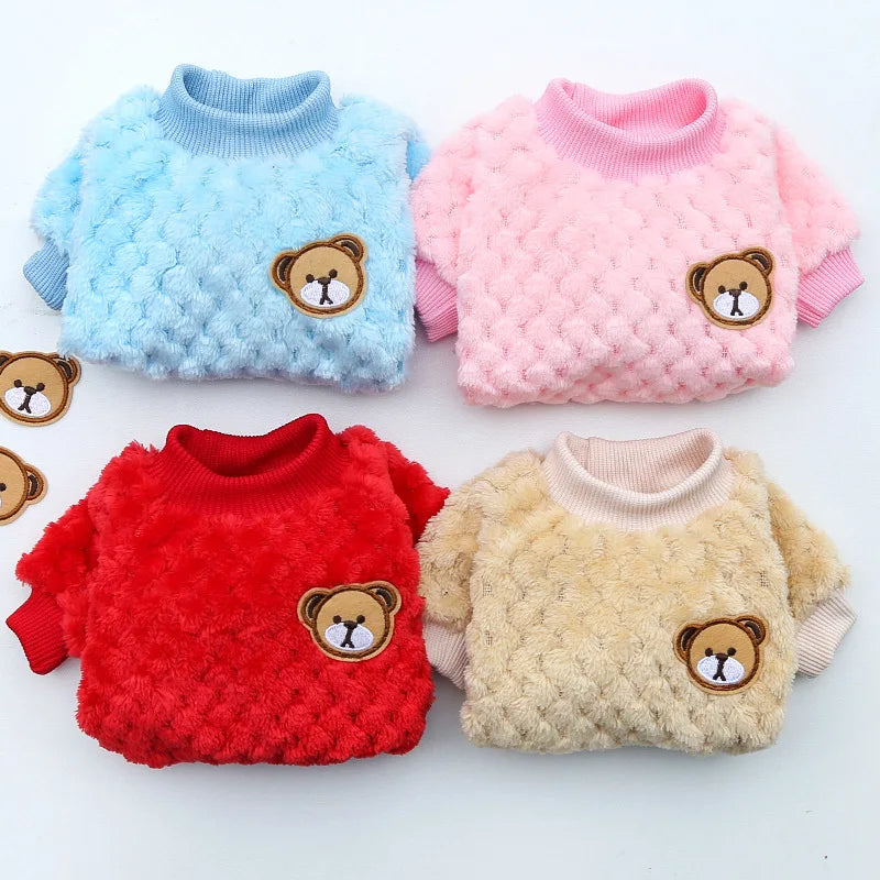 Winter Pet Dog Clothes Bear Print Dog Hoodie Soft Warm Puppy Sweatshirt Chihuahua French Bulldog Coat Jacket Fashion Dog Costume