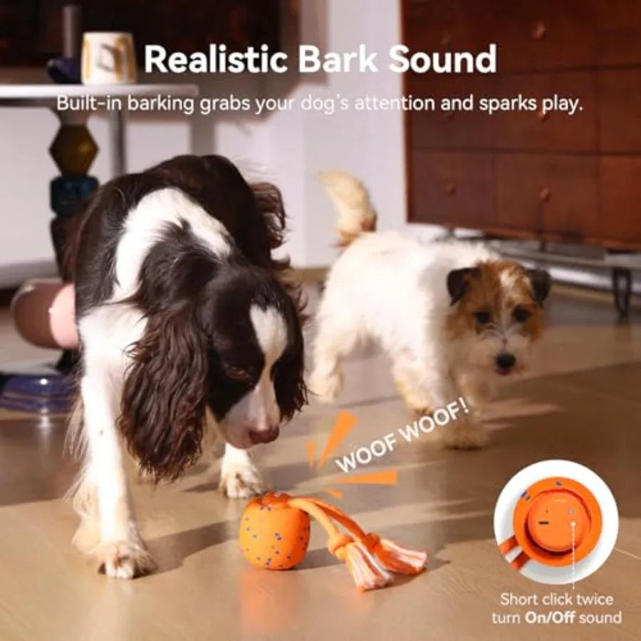 Smart Interactive Dog Toy Wicked Ball Rolly Automatic Moving Bouncing Rotating E-TPU Material with Rope Barks Sound Active Roll