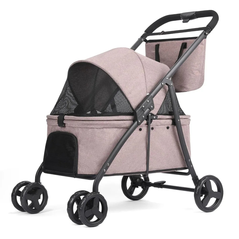 Larger Capacity Dog Stroller for Large Dogs, Update Pet Stroller for Medium Dogs Up to 20-66lbs, 4 Wheel All-Terrain with C