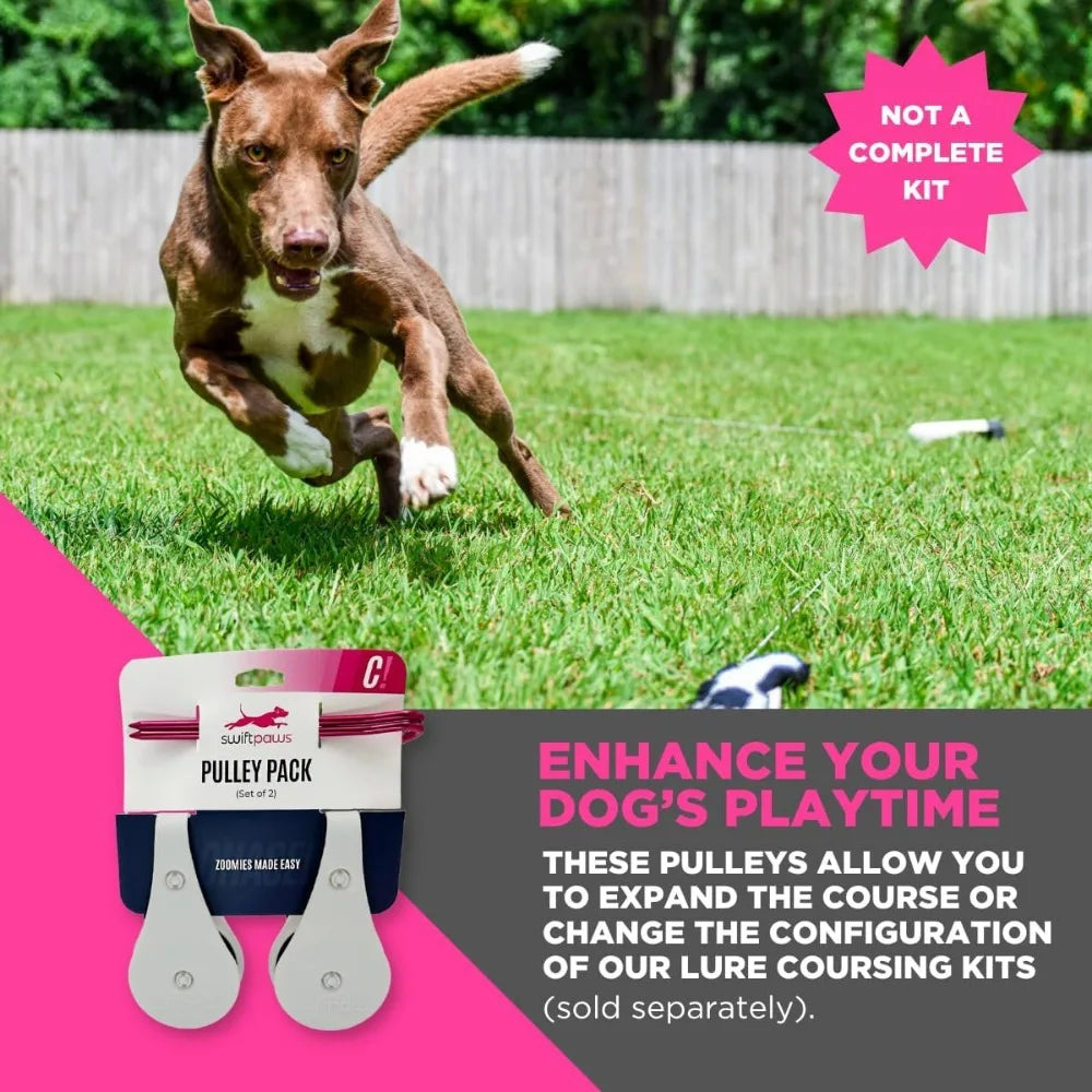 Swift Paws - Field Pulley Set - Expansion Accessory for Home Lure Course Kits Only - Add-On for Interactive Dog Chase Toy - Easy