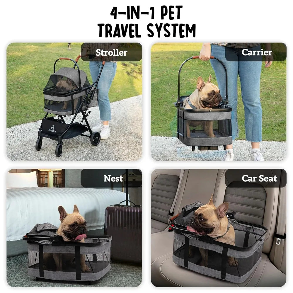 Stroller with Detachable Carrier - Ideal for Small to Medium Dogs & Cats - Compact & Convenient Design - Easy Assembly Pet S