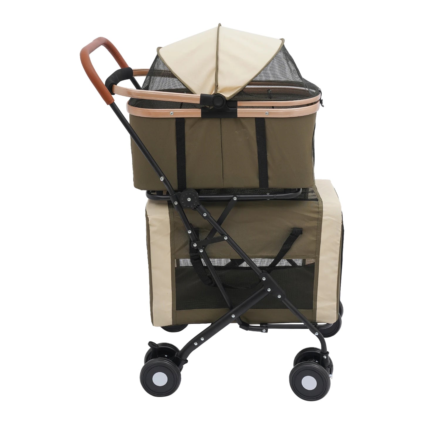 Double Decker Pet Stroller for 2 Cats or Small Dogs, 77lbs Capacity, Detachable Pet Carrier with Breathable Mesh and Soft Pad