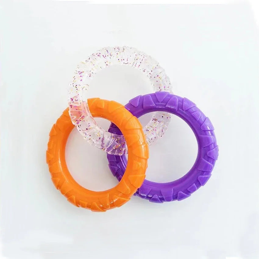 Dog Chew Toy TPR Teeth Cleaning Pet Toys For Small Medium Large Dogs Interactive Bite Resistant 3 Ring Tug Dog Toy Pet Supplies