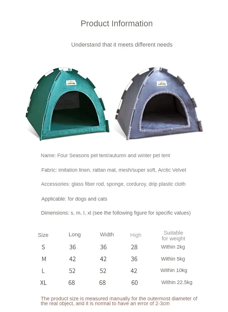 Foldable Pet House Pet Tent Four Seasons Universal Cat and Dog Pet Nest Summer Cool Mat Outdoor Portable Foldable Breathable