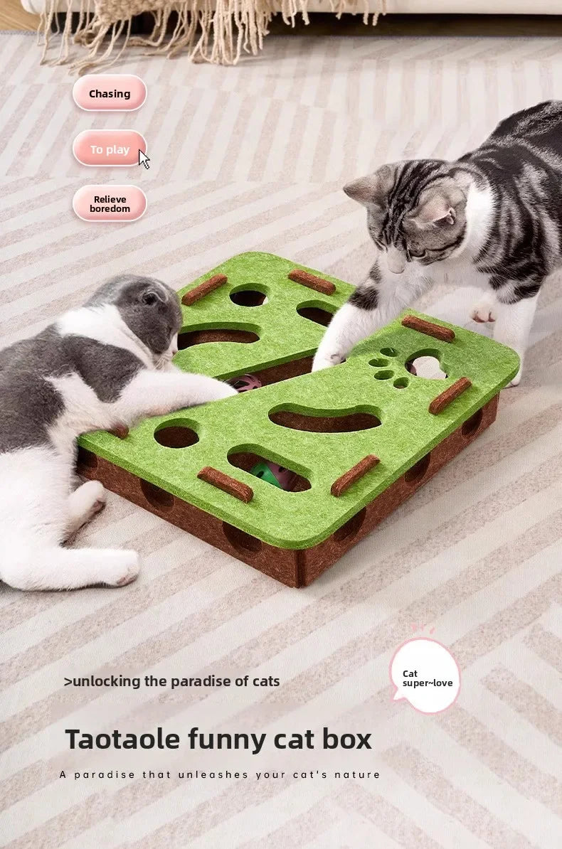 Cat Toys Ball Teasing Cat Box Self Fun Soothing Tool Bell Ball Wear resistant Felt Spinning Wheel Ball Fun Hunting Toy Plate