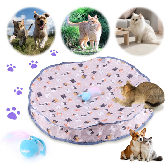 Motion Activate Chirping Cat Toy Ball Fast Rolling in Pouch Automated Cat Hunting Toy for Pet Hide and Seek Game Accessories