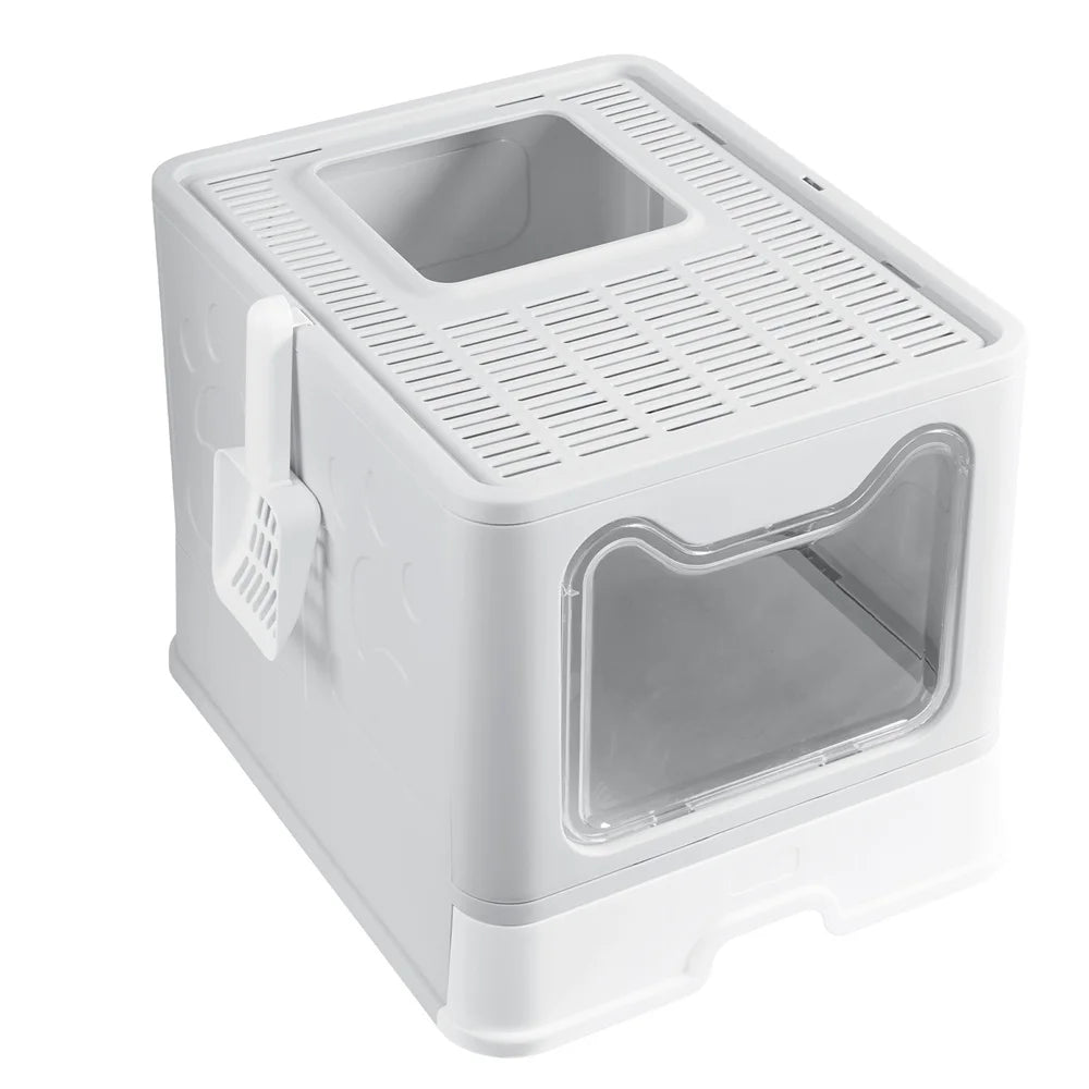 Easy Cleaning Cat Litter Box Large Cat Pan Drawer Anti-Splashing Cat Potty Toilet Tray with Scoop